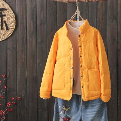 FMFSSOM 2021 Autumn 90% Short Ultra Light White Duck Down Coat Personality Pocket Jacket Female Thin Breasted Casual Outwear