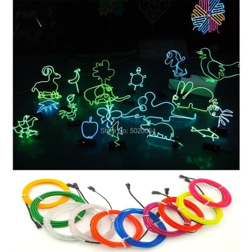 GZYUCHAO EL 1M 3V 1.3mm Flexible Glow EL Wire Rope tape Cable Neon Light Strip For Electric light dance Costume