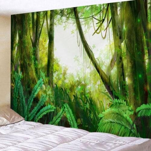 Tapestry Wall Hanging Bed Spread Beach Tower Table Cloth home Decoration Magic Green Tree Design Rectangle 150cmx130cm