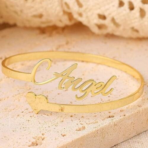 Personalized Customized Name Bracelets for Women Girls Stainless Steel Custom Adjustable Cuff Bangles Fashion Nameplate Jewelry