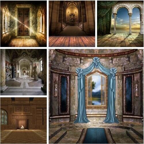Laeacco Classical Theme Castle Photo Background Photography Backdrop Wedding Portrait Photocall Retro Curtain Window Photophone