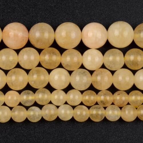 Natural Citrines Chalcedony Jades Round Loose Spacer Beads For Jewelry Making DIY Bracelet Handmade 4/6/8/10mm