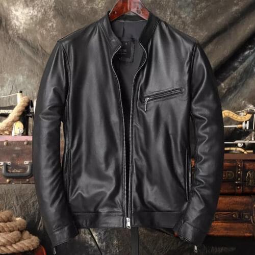 2021 Spring Autumn Leather Lambskin Jacket Men Large Size 4XL Motorcycle Mens Jackets Genuine Sheepskin Bomber Aviator Coat A208