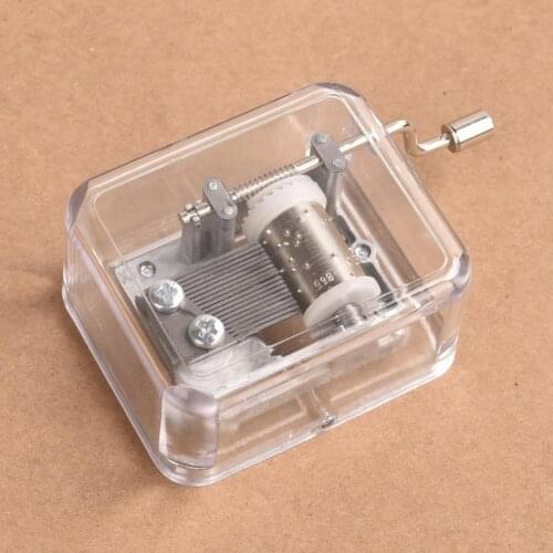 Mini Music Box Hand Cranking Music Movement Transparent DIY Mini Square Music Box For Children Christmas Gift Home Decoration