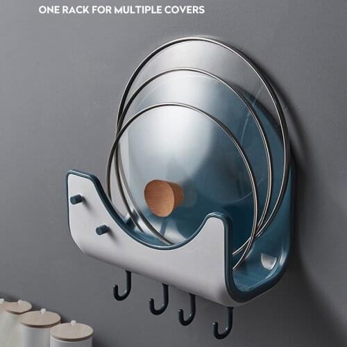 MLGB Kitchen Multifunctional Wall Mounted Pan Pot Lid Rack Holder Cutting Board Holder Kitchen Organizer with Hanger Hooks