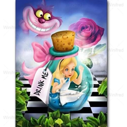 5D Full Drill DIY Diamond Painting Alice In Wonderland Cartoon Painting Decorative Diamond Embroidery Mosaic Cross Stitch Kits