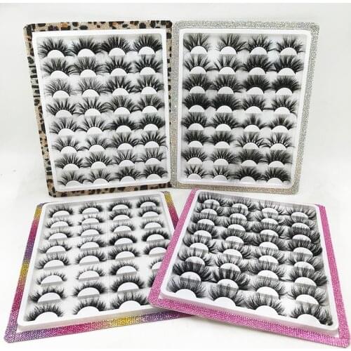 Newest Diamond 16 Pairs 25mm Mink Lashes Tray Fluffy Natural Long 3D Mink False Eyelashes
