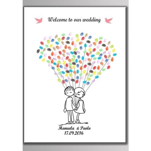 New Creative Customized Wedding Fingerprint Tree Signature Guest Book Set With Ink Pad Even Party Supplies