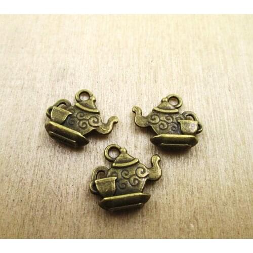 20pcs-- 15*13mm Teapot Charms With Little Tea Cup DIY charms pendants DIY necklace/ bracelets charms antique Bronze tone