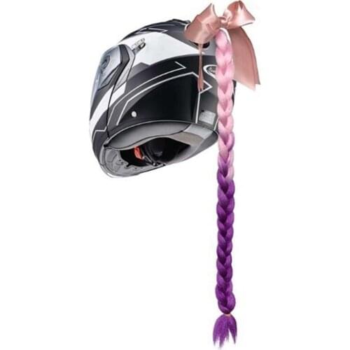 Motorcycle Bicycle Pigtail Full Face Helmet Twist Gradient Braids Ponytail Decor