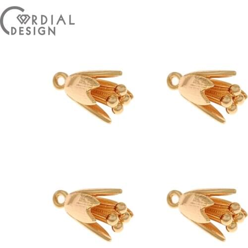 Cordial Design 50Pcs 10*14MM Jewelry Accessories/Charms/Flower Shape/Genuine Gold Plating/DIY Pendant/Hand Made/Earring Findings