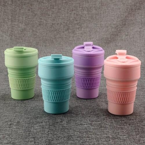 350ml Folding Silicone 4 kleur Draagbare Siliconen Telescopische Drinken Inklapbare koffie cup vouwen silica cup met Deksels Rei