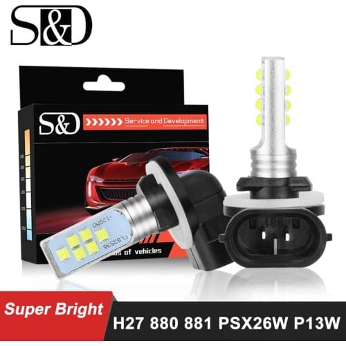 2pcs H27 LED 880 881 PSX26W P13W LED Bulbs Car Fog Light H27W2 H27/1 H27/2 6500K 1400LM Auto Day Running Lamp Driving Lamps