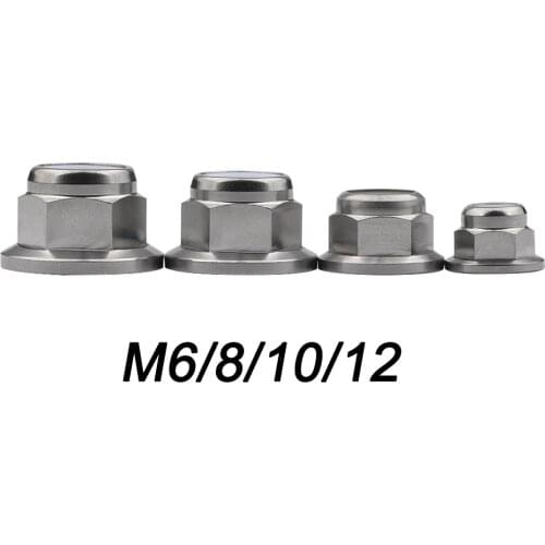 Xingxi Titanium Nuts M6 M8 M10 M12 Flange Lock Nuts Ti Nylon Lock Nuts for Motorcycle Bike Car Ti Fasteners