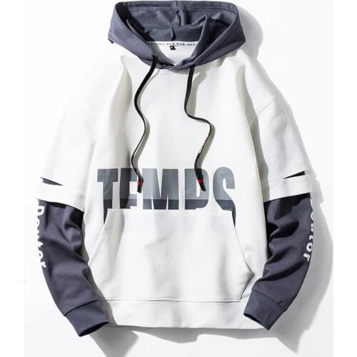 Hooded Sweatshirt for Men Casual Spring Autumn Thin Oversize Tops Loose Printed Letters Hiphop Streetwear Male Clothing Coat