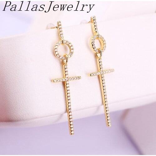 6Pairs, 2020 New Trendy Cross Stud Earrings For Women Party CZ Cubic Zirconia Earring Jewelry