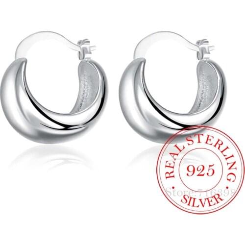 Personality Hyperbole 925 Sterling Silver Simple Smooth Egg Hoop Clip-on Earrings For Women Sterling-Silver-Jewelry Pendientes