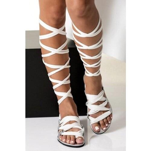 2021 Summer Flats Flip Flops Clip Toe White Lace Ankle Strap Womens Sandals Beach Shoes Gladiator Sandalias Cool Boots Slides