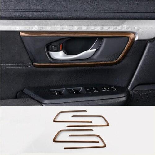 4PCS Peach Wood Grain Style Inner Handle Cover Trim For Honda CR-V CRV 2017 2018 2019 2020 2021