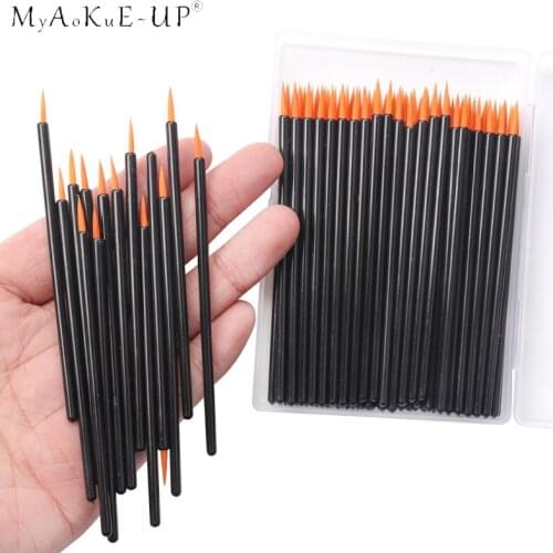 50pcs Black Handle Reusable Gel Liner Nail Art Brushes Painting Pen Beauty Makup Tools Disposable Eyeliner Brushes Nail Art Pen