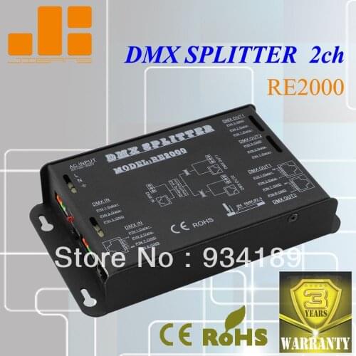 Free Shipping DMX512 SIGNAL SPLIT AND Data AMPLIFIER 2 Channels Input AC110 to 220V Digital signal distributor Model:RE2000