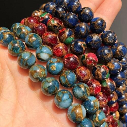 Natural Stone Dark Blue Multicolor Cloisonne Jaspers Beads 6/8/10mm Loose Spacer Beads For Making DIY Jewelry Bracelet Necklace
