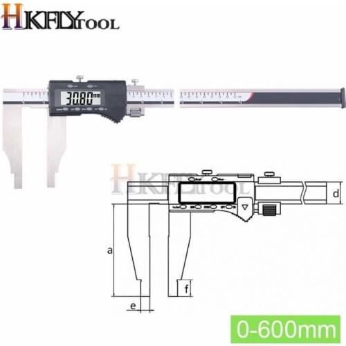 Digital Vernier Calipers Electronic 0-600mm One-way claw Stainless Steel Large range Caliper gauge Heavy duty digital caliper