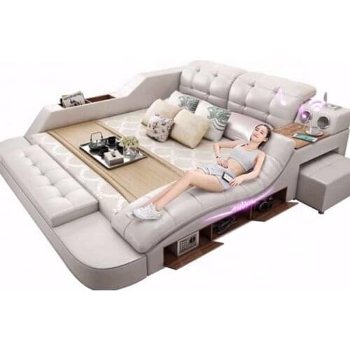 DEDAO Modern multi function massage With USB/SD/play music of leather beds tatami factory wholesale bedroom furniture new