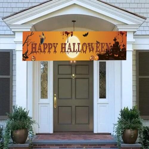 Horror Decoration Party Banner Pull Flag Wall Hanging Pendant Celebrate Funny Holiday Celebration Decorations Halloween Ornament