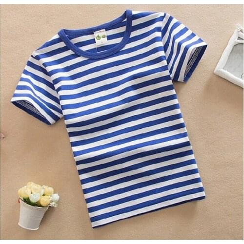 High quality childrens sea soul shirt cotton short-sleeved T-shirt summer dress boys and girls striped clothes 4-12 years old
