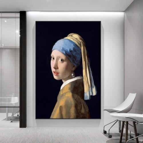 The Girl With A Pearl Earring Famous Wall Paintings Reproductions By Jan Classical Portrait Art Canvas Prints Home Decor
