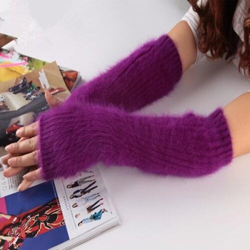 Long Hair Mink Velvet Thickening Arm Set Of Women Half Fingers Refers To The Long section Gloves Winter Warm Leave Sleeves JN385
