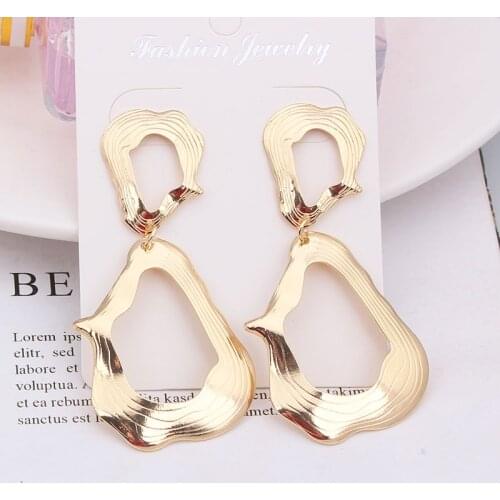 ES1258 Trendy Irregular Metal Drop Earrings Gold Color Minimalist Statement Dangle Earrings Fashion Jewelry For Gift Oorbellen