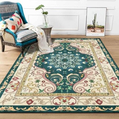 European Style Retro Palace Style Pattern Ethnic Style Green Living Room Bedroom Bedside Carpet Floor Mat Customization
