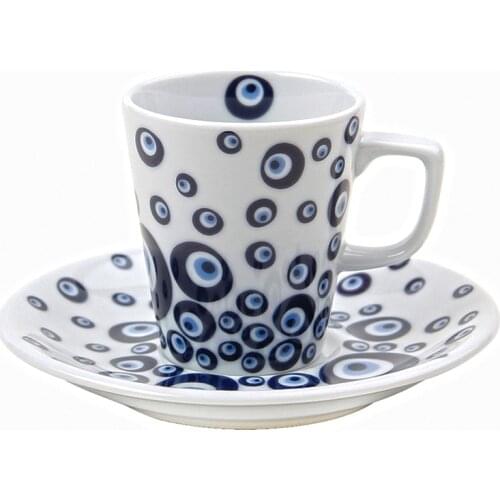 Porland Porcelain Evil Eye Coffee Cup&Saucer 75cc 1 Person Gift For Special Days Made in Turkey %100 Original