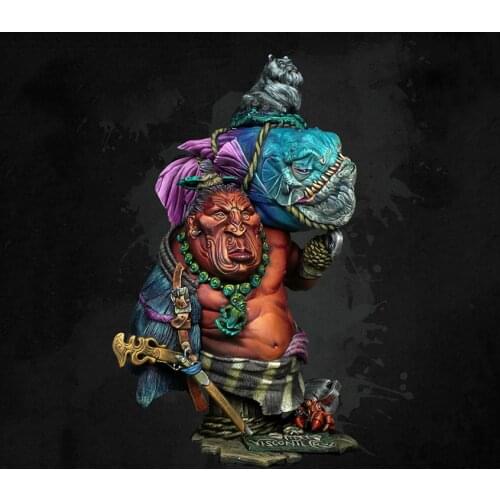 Resin Figure 1/9 ancient man stand with fish Model Unassambled Unpainted Figure Building Kit