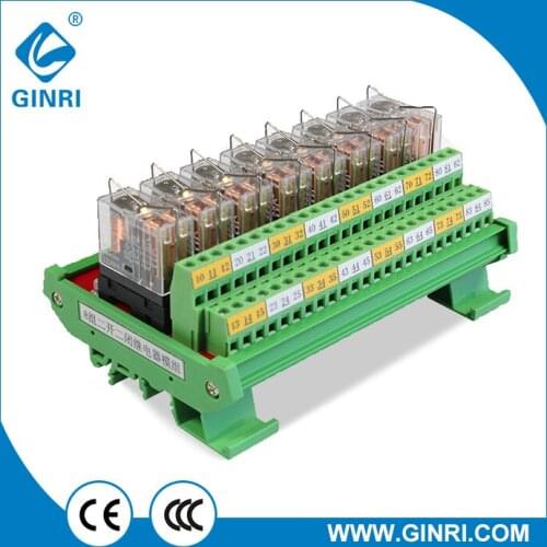 GINRI JR-8W2 8 Channel DPDT Weidmuller Relay Module PLC Output Relay Board 230VAC