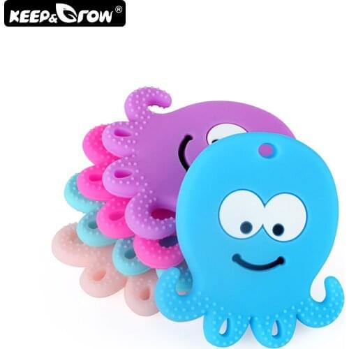 Keep&Grow 10pcs Octopus Silicone Teether BPA Free Rodent Baby Teethers DIY Pacifier Chain Beads Teething Necklace Pendant
