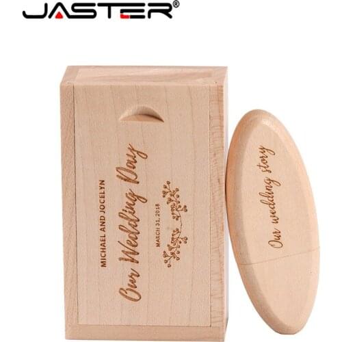 JASTER New(free custom logo) wooden stick with box USB Flash Drive 4GB/8GB/16GB/32GB Creative Gifts