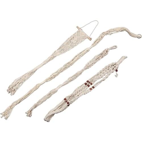 Quality Macrame Plant Hangers - 4 Pack, In Different Designs - Handmade Indoor Wall Hanging Planter Plant Holder - Modern Boho H