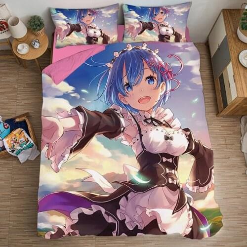 3D Anime Re:Life In A Different World From Zero Bedding Set Duvet Covers Rem Comforter Bedding Sets Bedclothes Bed Linen