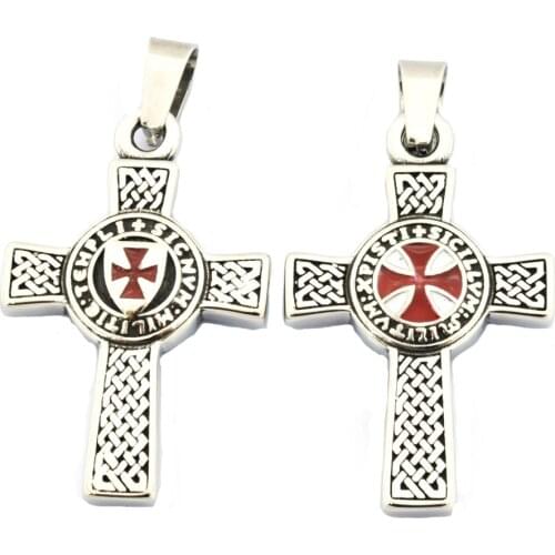 FANSSTEEL Stainless Steel Jewelry Knight templar cross Pendant two sides FSP17W71