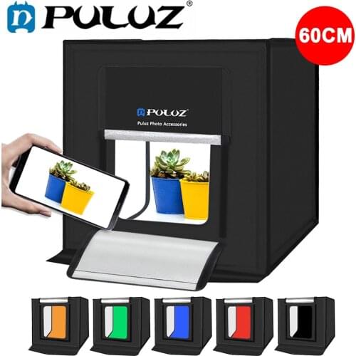 PULUZ 60x60 Photo Studio Lightbox Photography Studio Shooting Tent Box Kit 6 Colors Background Tabletop LED Photographi Softbox