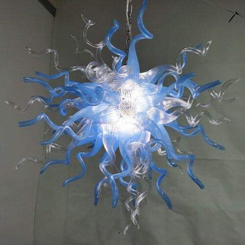 Nodic Style Blue Glass Chandelier Art Decor Lightings Hand Blown Glass Pendant Lamp for Home Doorway Living Room Kitchen