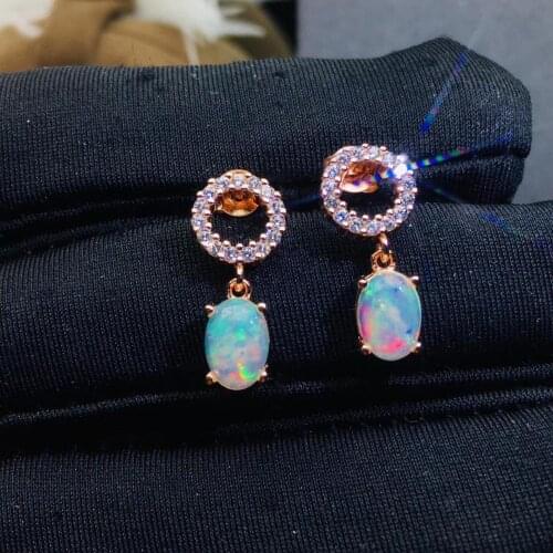 Fashion round cir natural Multicolor opal drop earrings Natural gem stone earrings 925 silver female earrings party gift jewelry