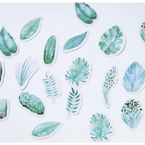 45 Pcs/Set Green Leaves Stickers Planner Decoration Diary Stick Kawaii Stationery Diy Scrapbooking Label Journal Sticker