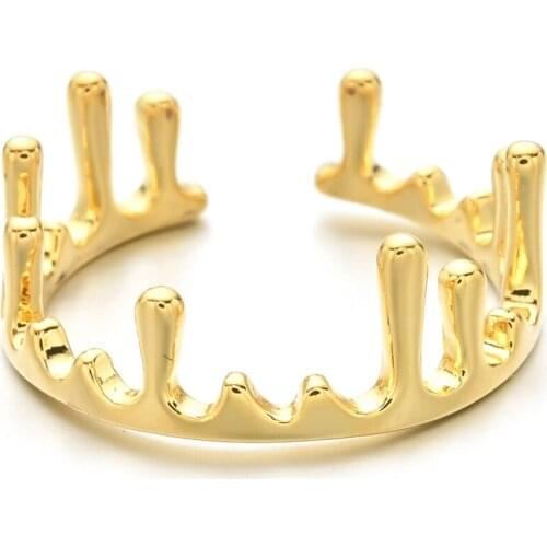 2021 New Vintage Cuban Link Rings Copper Plating of 14 Kgold Crown Geometric Adjustable Finger Ring For Women Wedding Gift