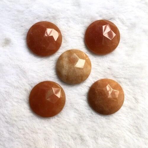 Wholesale 1pcs 100% Natural Red Aventurine 29mm Faceted Round Gem stone Bead Cabochon Ring Face