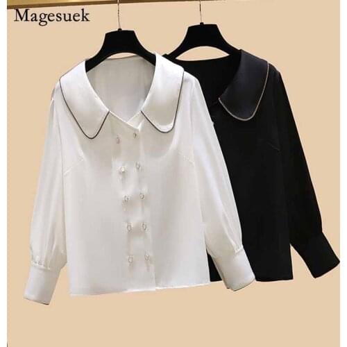 Autumn Button Lapel Korean Style Blouse Women Vintage Shirts Plus Size Fashion Long Sleeve Top Blusas Mujer De Moda 2020 11441