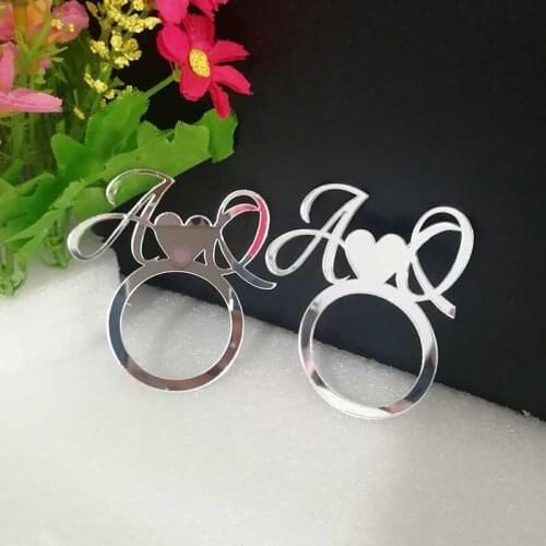 Personalized Groom and Bride Table Decors Custom Wedding Napkin Rings Acrylic Cut Napkin Ring with Heart Initials Wedding Party